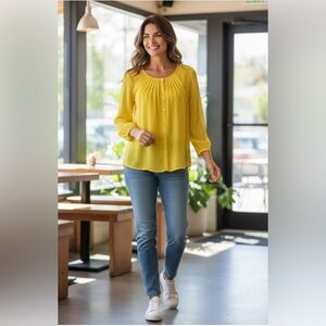 Shoshanna Silk Yellow Long Sleeve Blouse